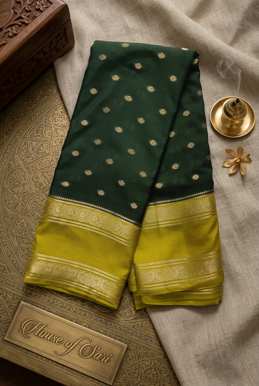 Georgette Crepe Saree with Bentex Contrast Chitt Pallu & Contrast Blouse