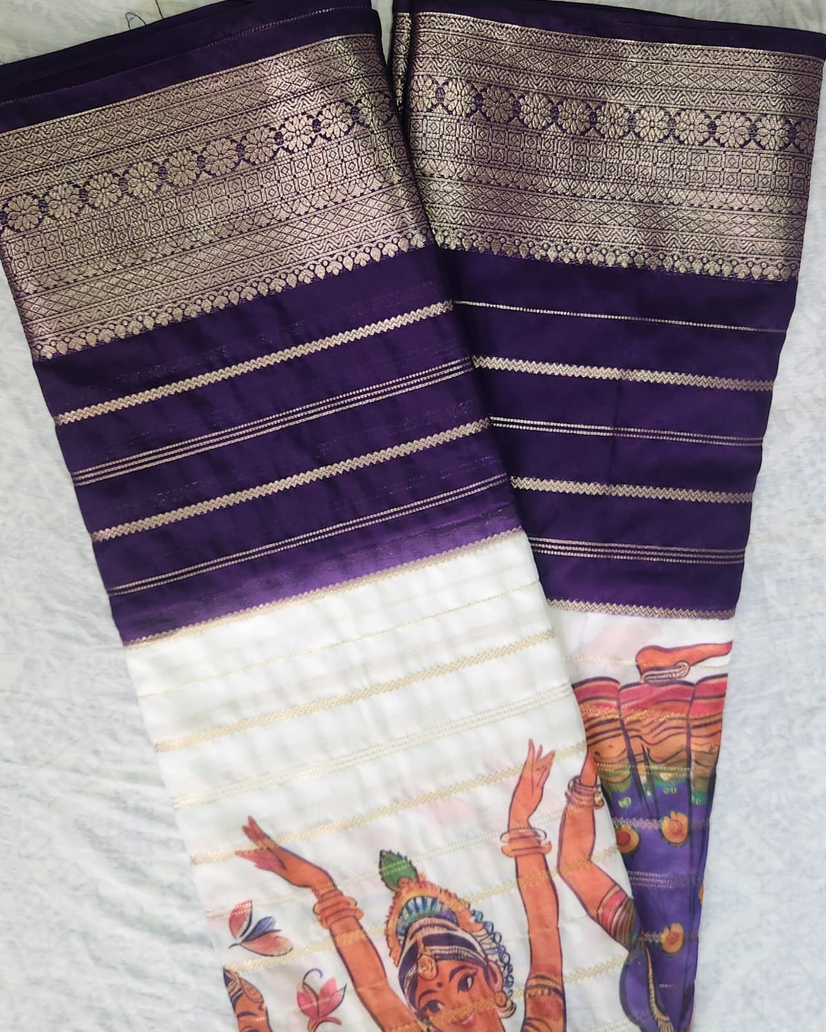 Kathakalli Premium Crepe Saree with Grand Bentex Border