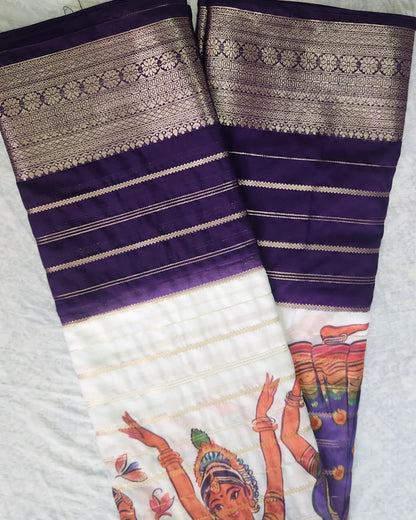 Kathakalli Premium Crepe Saree with Grand Bentex Border
