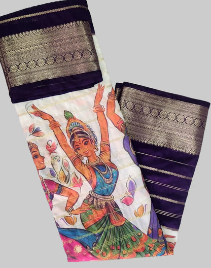 Kathakalli Premium Crepe Saree with Grand Bentex Border