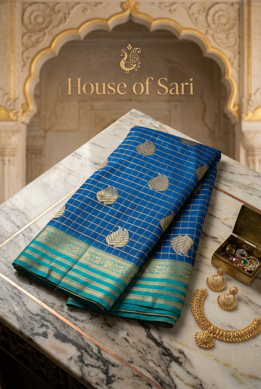 Georgette Double Zari Weaving Saree with Rich Contrast Pallu & Blouse