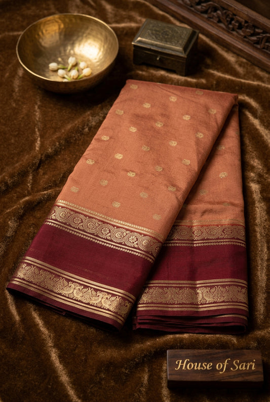 Georgette Crepe Saree with Bentex Contrast Chitt Pallu & Contrast Blouse