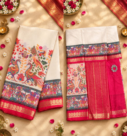 Crepe Printed Saree with Rich Color Combination