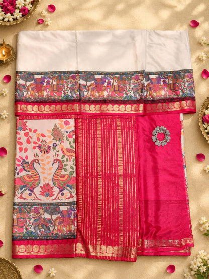 Crepe Printed Saree with Rich Color Combination