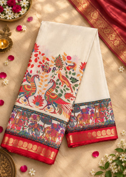 Crepe Printed Saree with Rich Color Combination