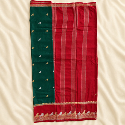 Premium Meena Crape Bentex Saree with Gold & Silver Border