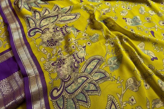 Polished Kalamkari Yellow Drape